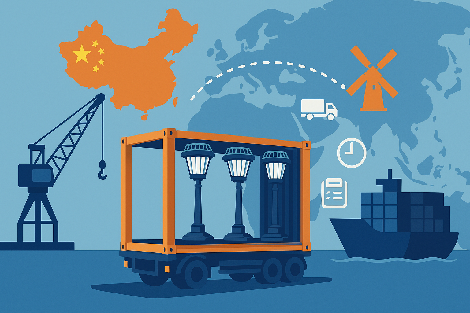 Open Top FCL sailing schedule for lighting from China to Netherlands