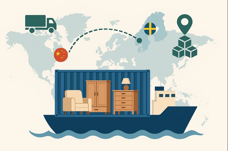 40HQ FCL freight rate for furniture from China to Sweden