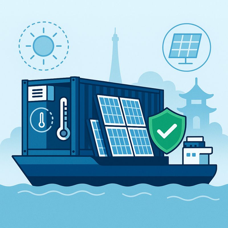 Reefer FCL insurance for solar panels from China to France