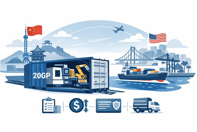 20GP FCL freight rate for machinery from China to Long Beach