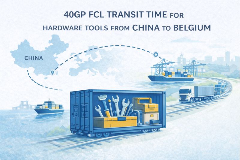 40GP FCL transit time for hardware tools from China to Belgium