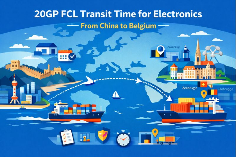 20GP FCL transit time for electronics from China to Belgium