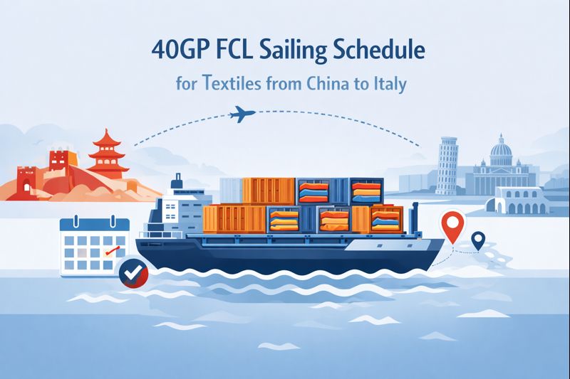 40GP FCL sailing schedule for textiles from China to Italy