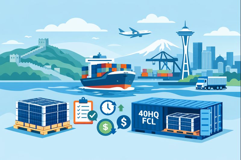 40HQ FCL demurrage prevention for solar panels from China to Seattle