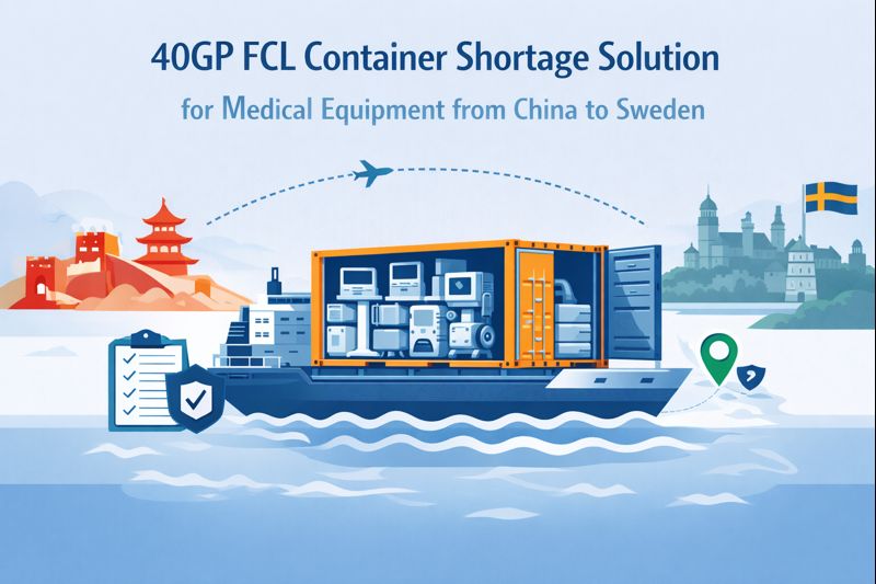 40GP FCL container shortage solution for medical equipment from China to Sweden