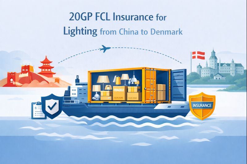 20GP FCL insurance for lighting from China to Denmark