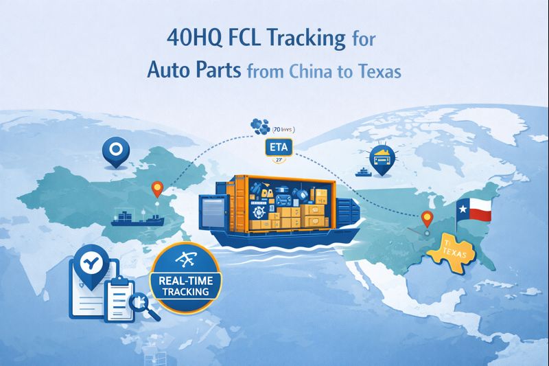 40HQ FCL tracking for auto parts from China to Texas