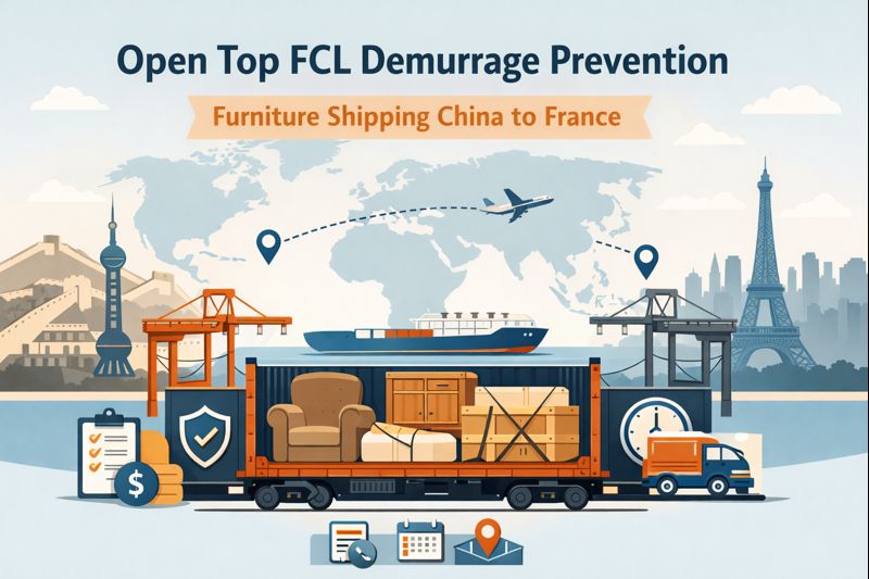 Open Top FCL demurrage prevention for furniture from China to France