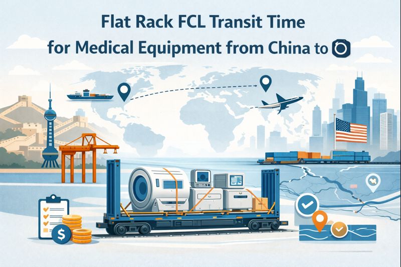 Flat Rack FCL transit time for medical equipment from China to Chicago