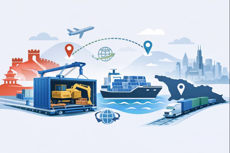 Open Top FCL best route for machinery from China to Georgia