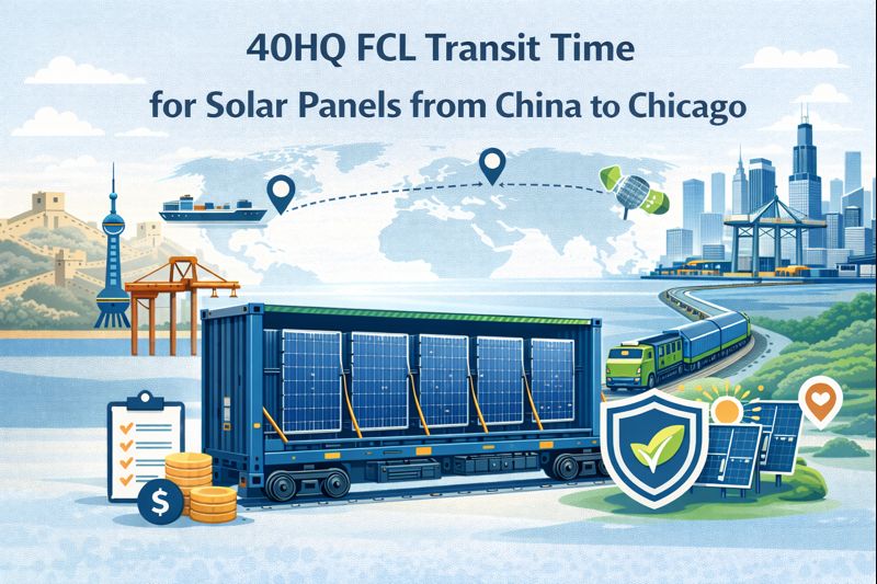 40HQ FCL transit time for solar panels from China to Chicago