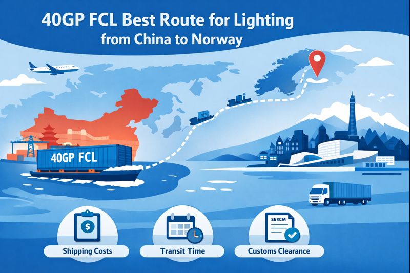 40GP FCL best route for lighting from China to Norway