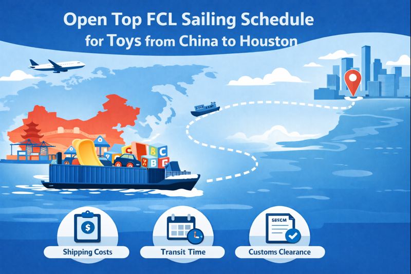 Open Top FCL sailing schedule for toys from China to Houston