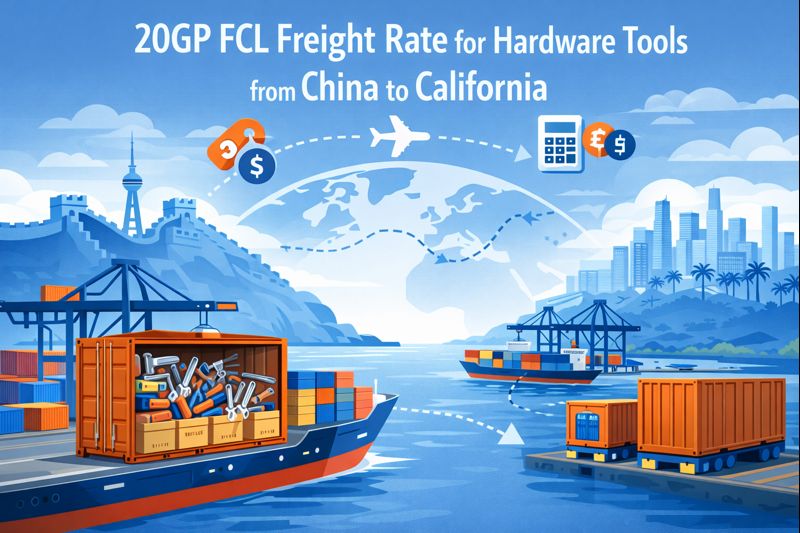 20GP FCL freight rate for hardware tools from China to California
