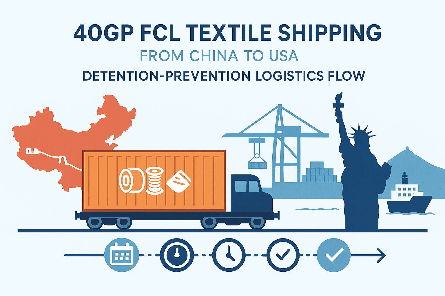 40GP FCL detention prevention for textiles from China to USA