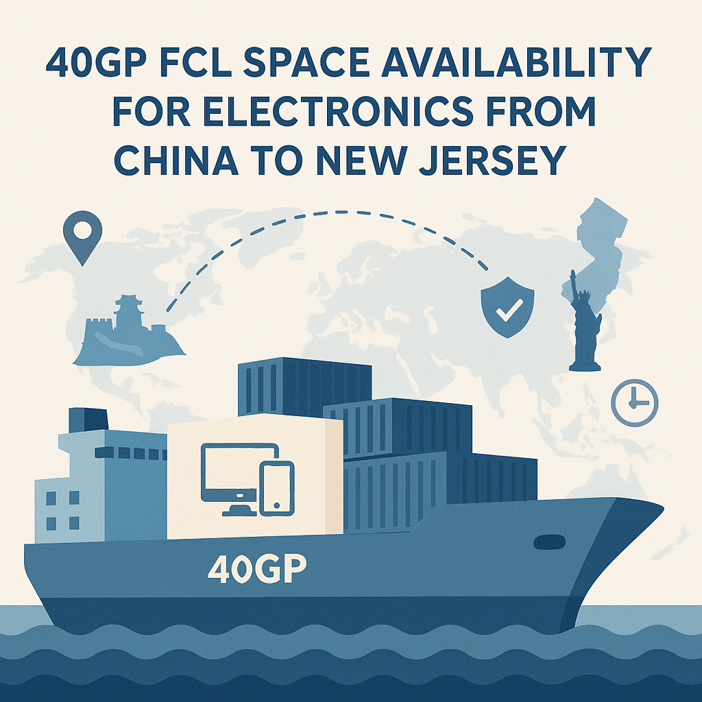 40GP FCL space availability for electronics from China to New Jersey