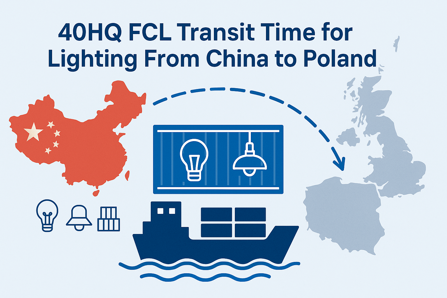 40HQ FCL transit time for lighting from China to Poland
