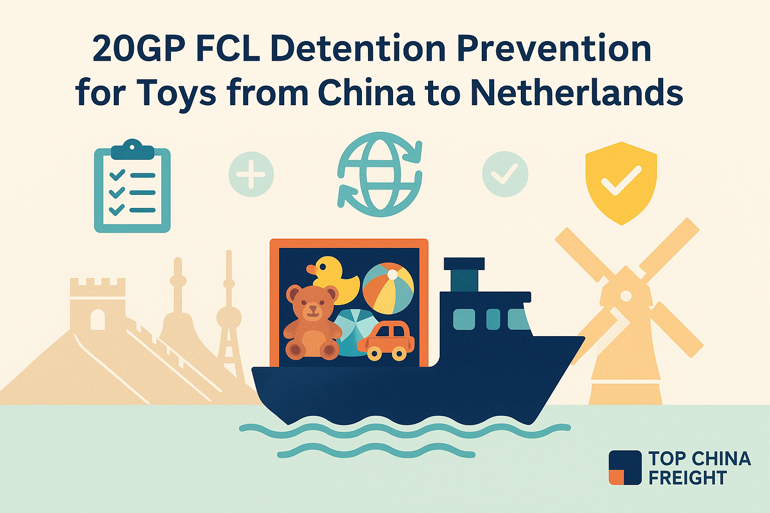 20GP FCL detention prevention for toys from China to Netherlands