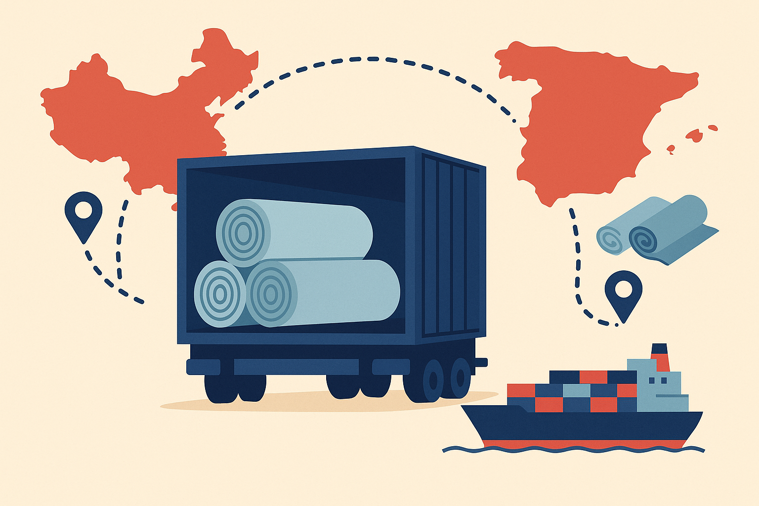 40HQ FCL shipping cost for textiles from China to Spain