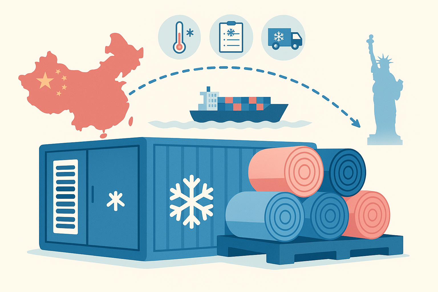 Reefer FCL transit time for textiles from China to New York