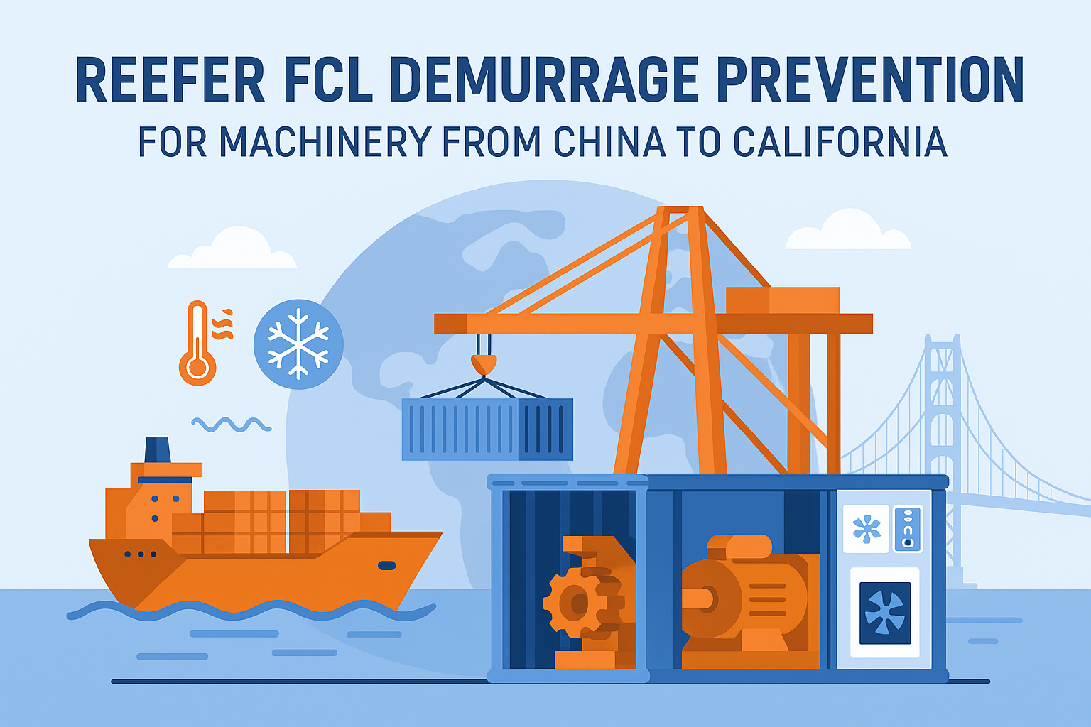 Reefer FCL demurrage prevention for machinery from China to California