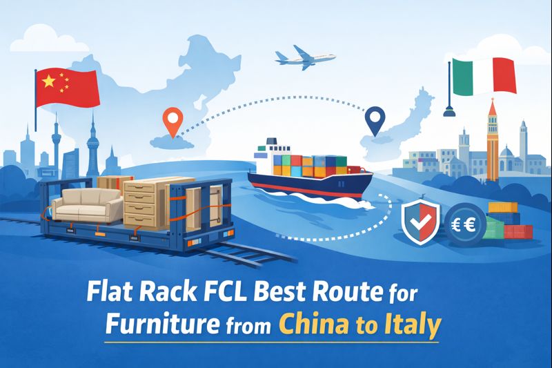 Flat Rack FCL best route for furniture from China to Italy