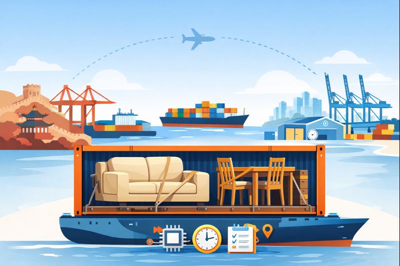 Flat Rack FCL demurrage prevention for furniture from China to Long Beach