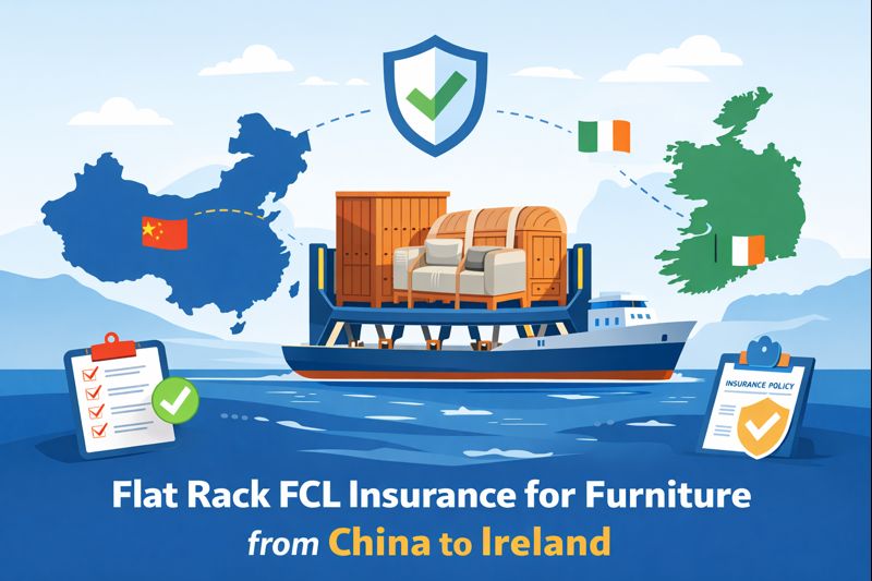 Flat Rack FCL insurance for furniture from China to Ireland
