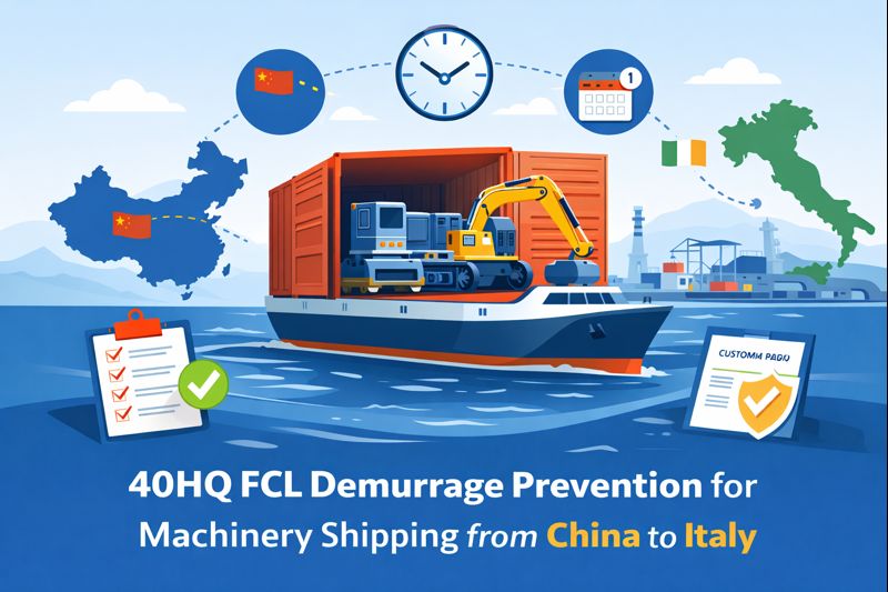 40HQ FCL demurrage prevention for machinery from China to Italy