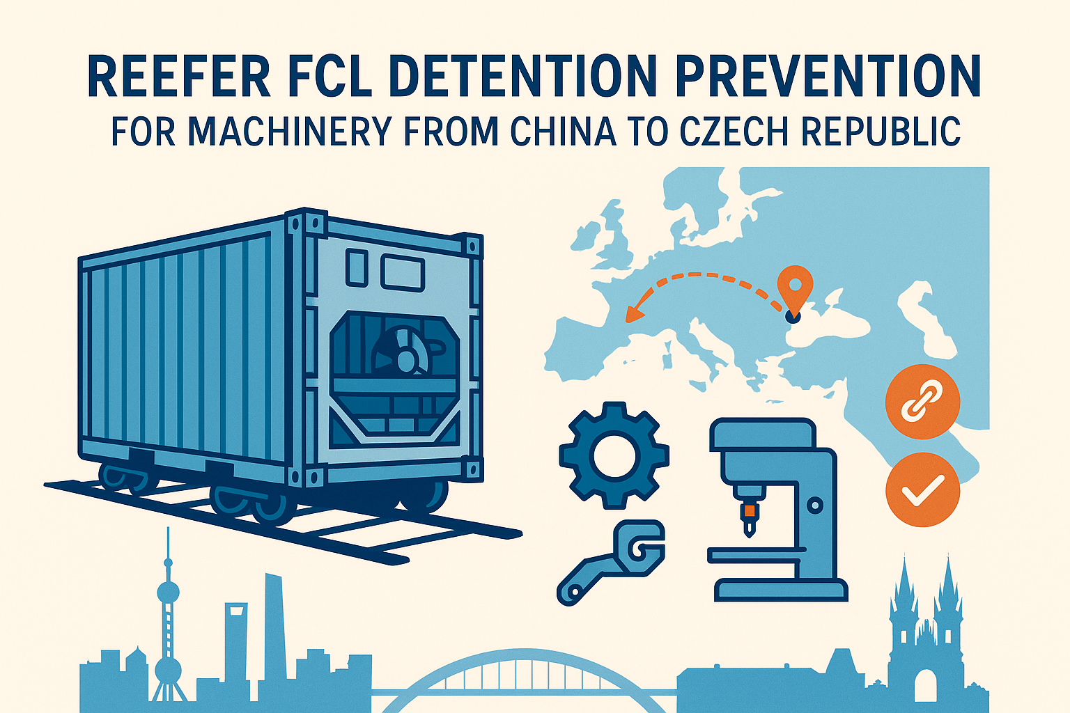 Reefer FCL detention prevention for machinery from China to Czech Republic