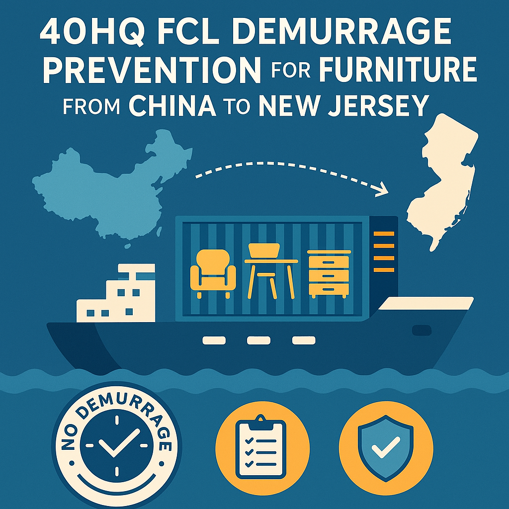 40HQ FCL demurrage prevention for furniture from China to New Jersey