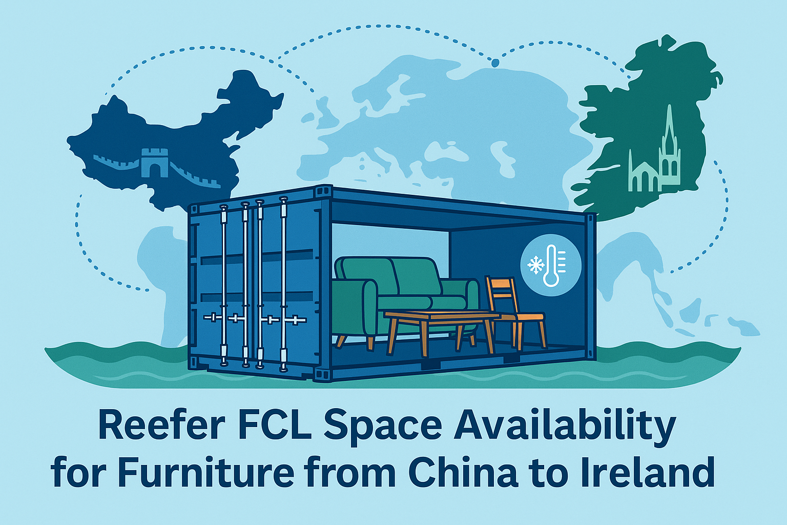 Reefer FCL space availability for furniture from China to Ireland