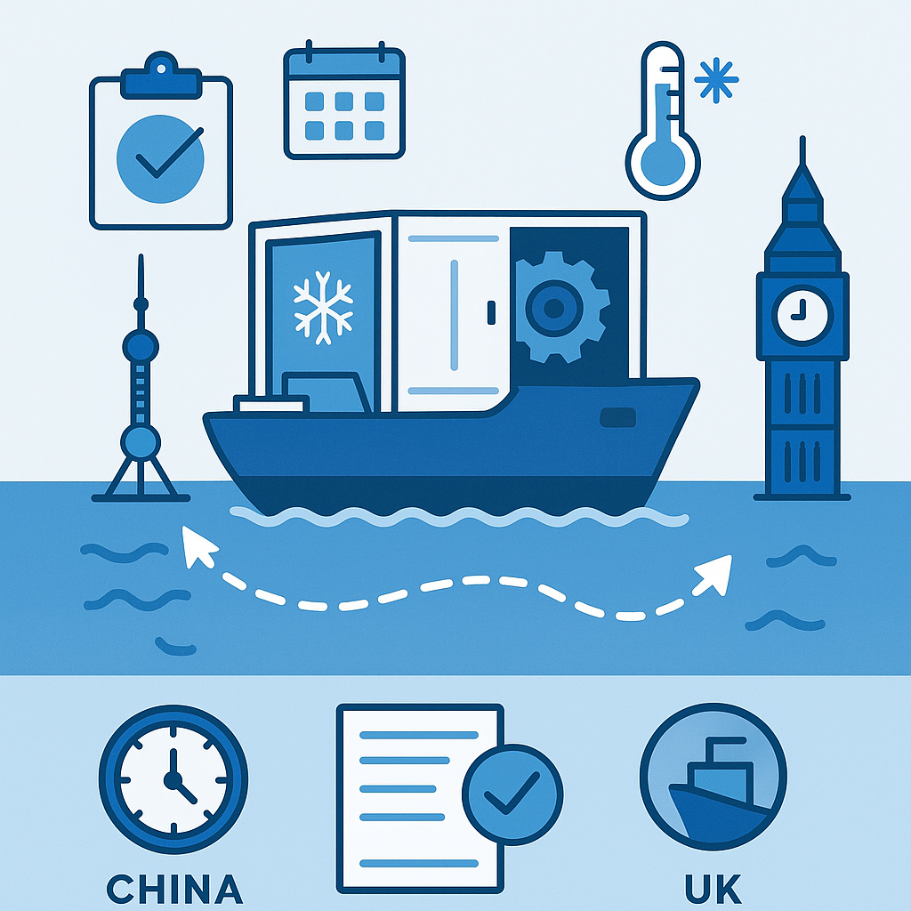 Reefer FCL booking process for machinery from China to UK