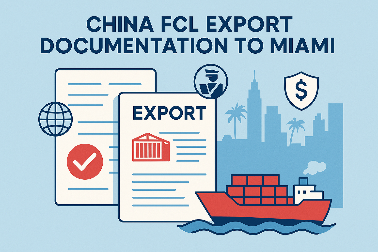 China FCL export documentation to Miami