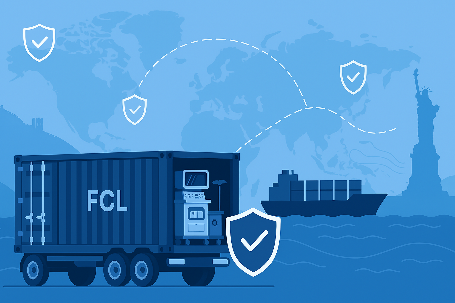 40GP FCL insurance for medical equipment from China to USA