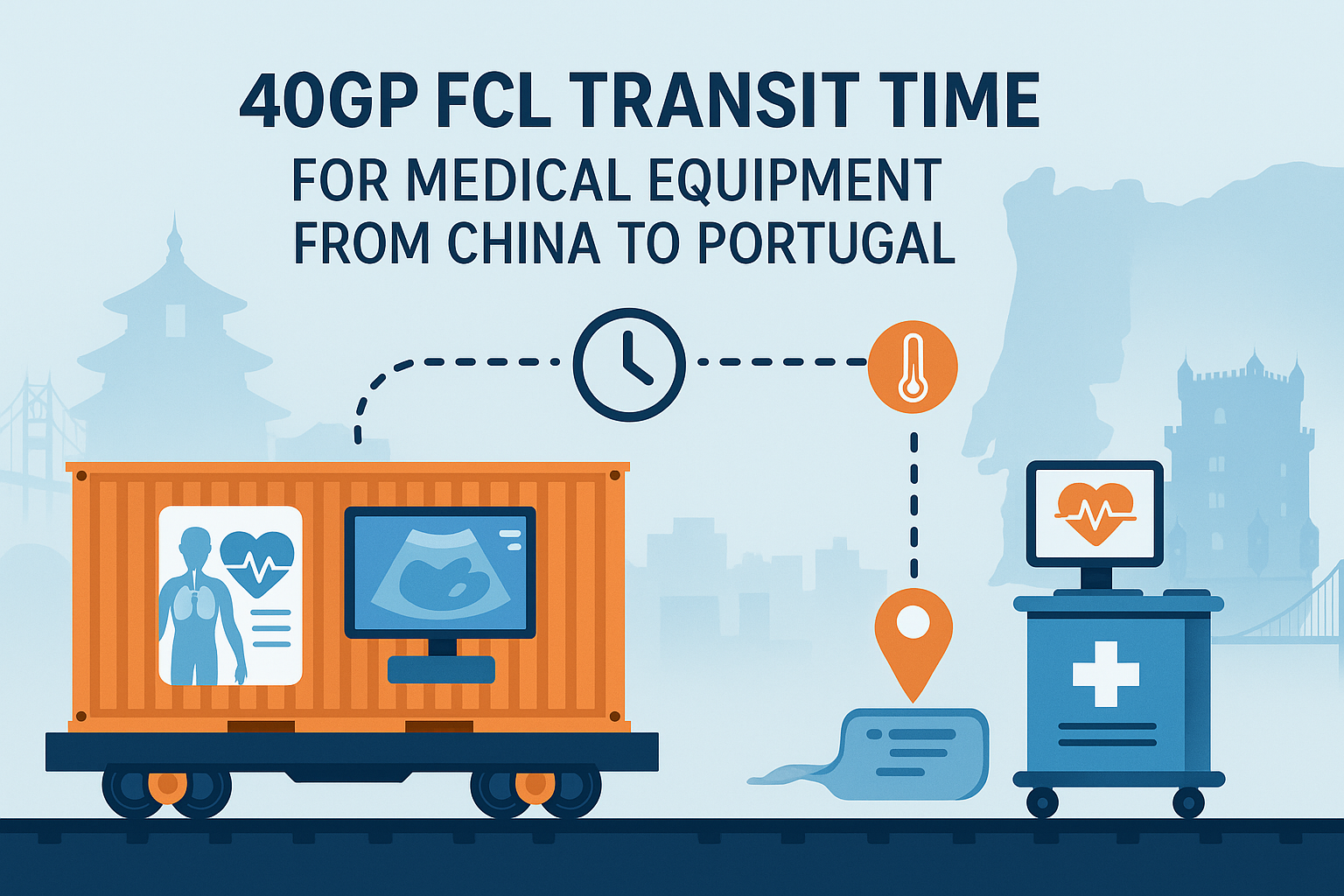 40GP FCL transit time for medical equipment from China to Portugal