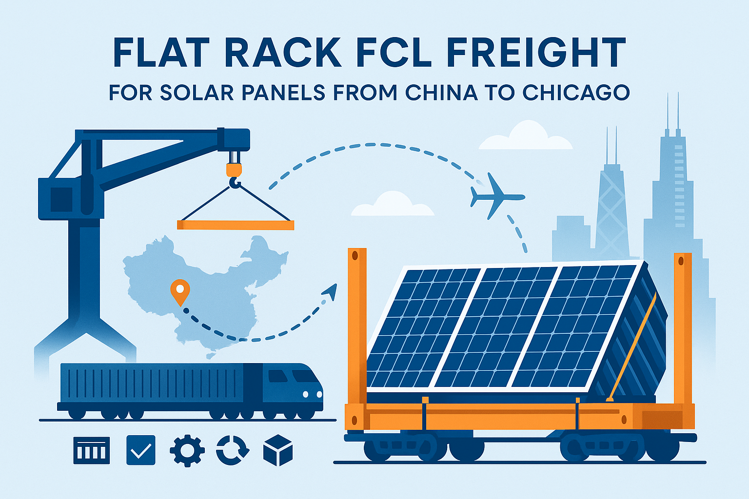 Flat Rack FCL freight rate for solar panels from China to Chicago