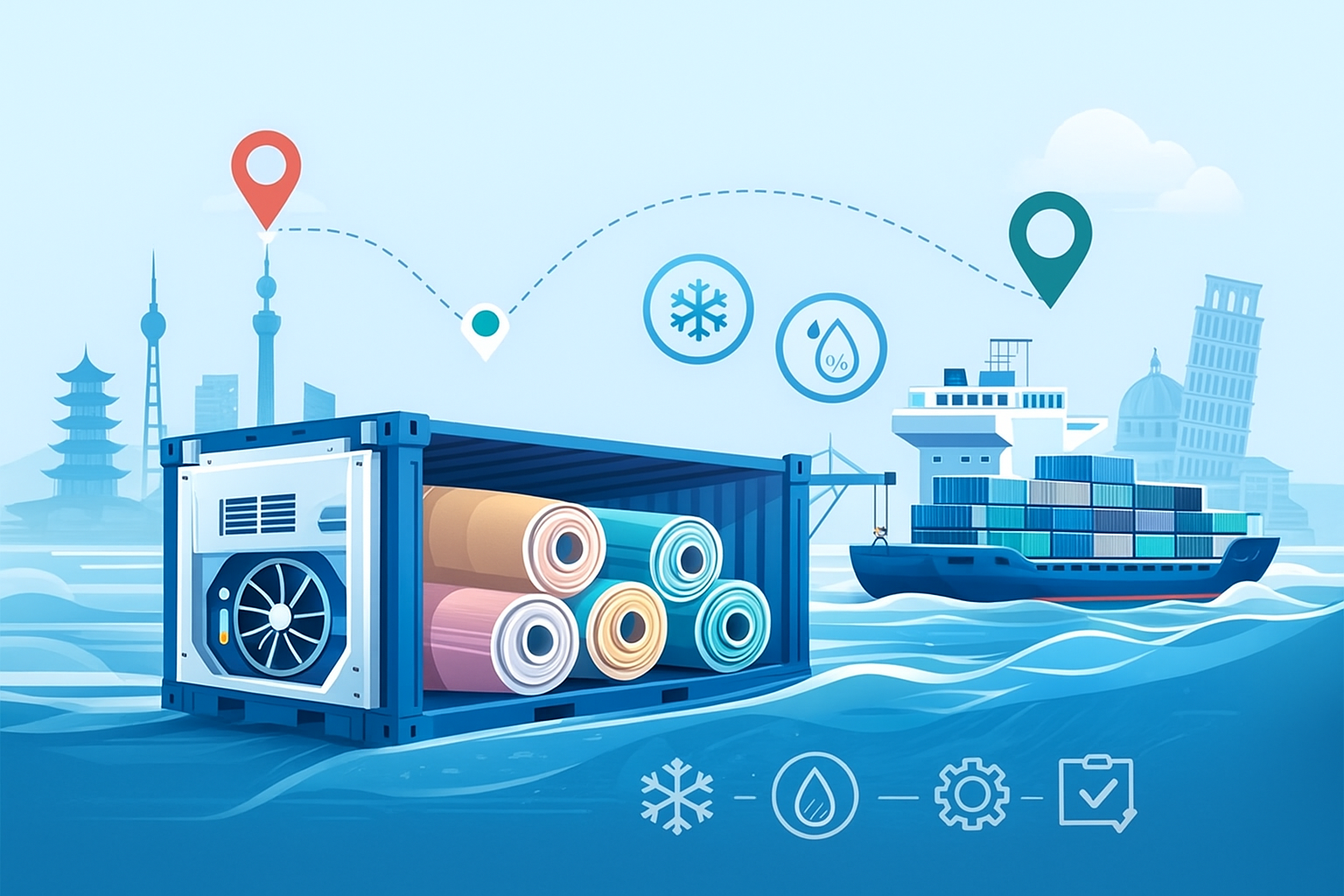 Reefer FCL transit time for textiles from China to Italy