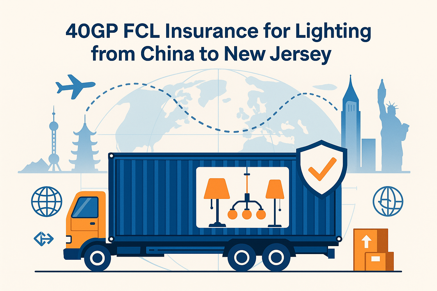40GP FCL insurance for lighting from China to New Jersey