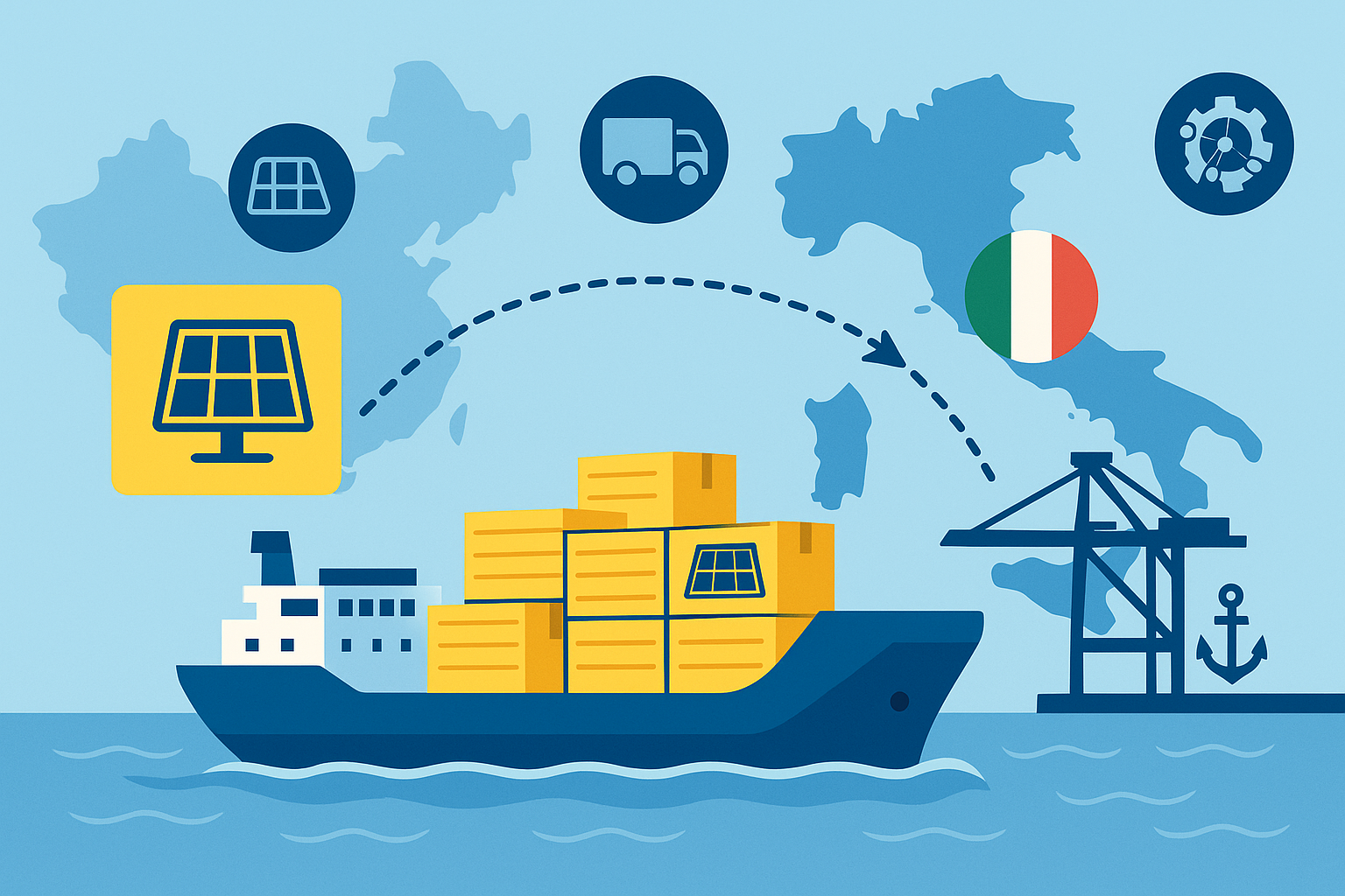 FCL shipping for solar panels from China to Italy