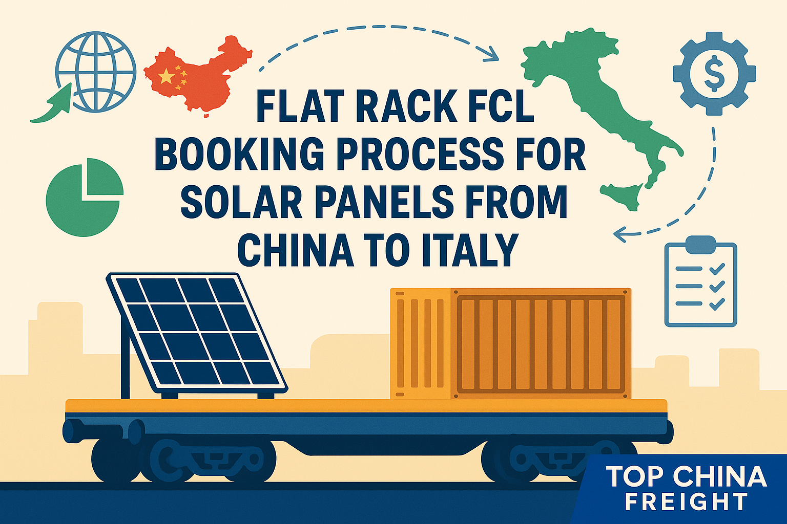 Flat Rack FCL booking process for solar panels from China to Italy