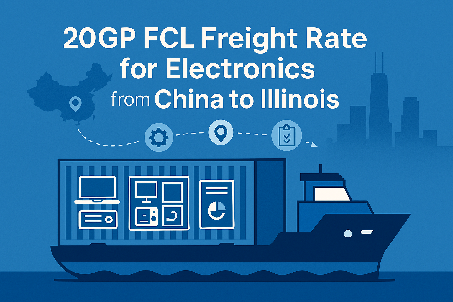 20GP FCL freight rate for electronics from China to Illinois