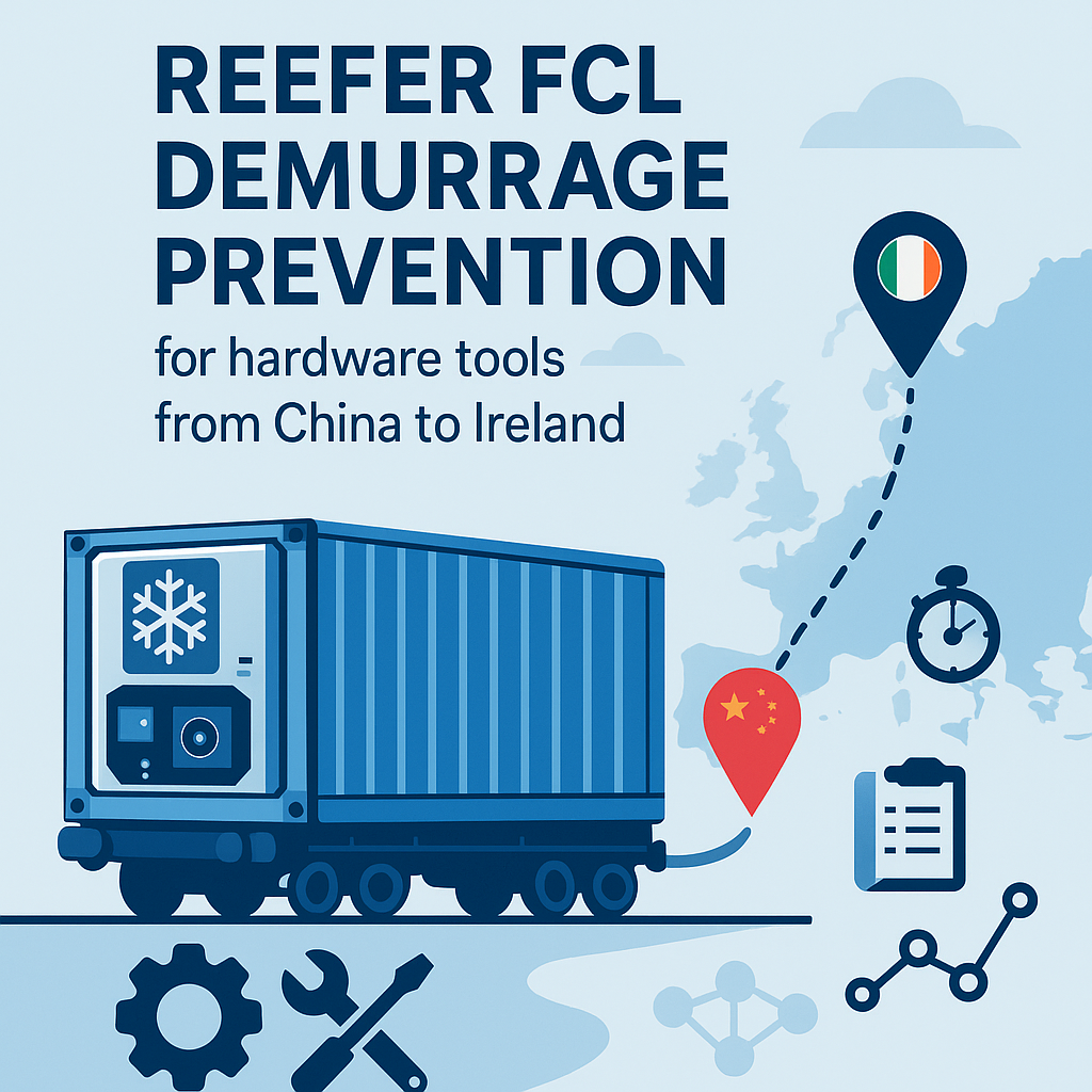 Reefer FCL demurrage prevention for hardware tools from China to Ireland