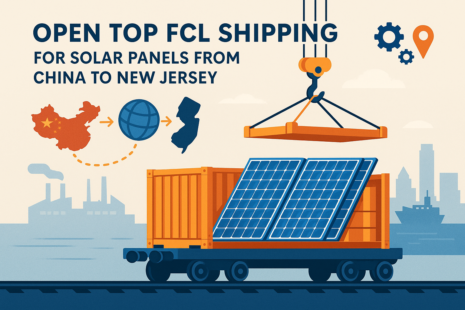 Open Top FCL shipping cost for solar panels from China to New Jersey