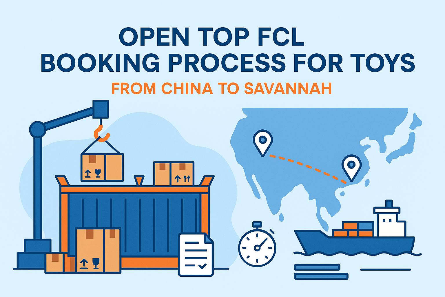 Open Top FCL booking process for toys from China to Savannah