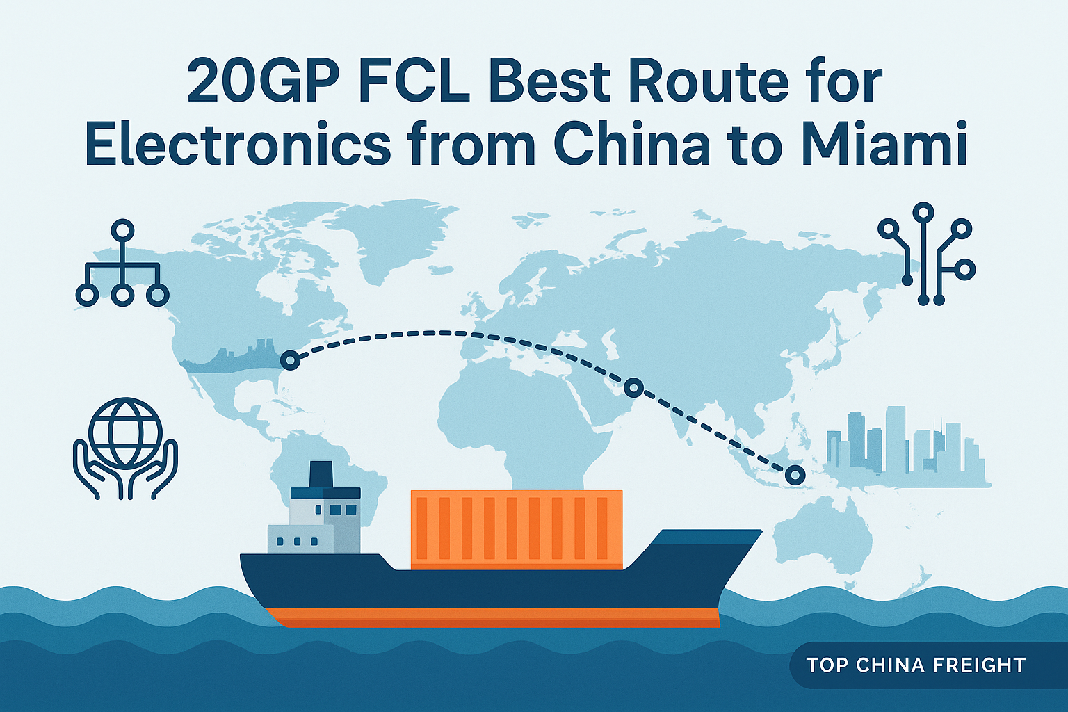 20GP FCL best route for electronics from China to Miami