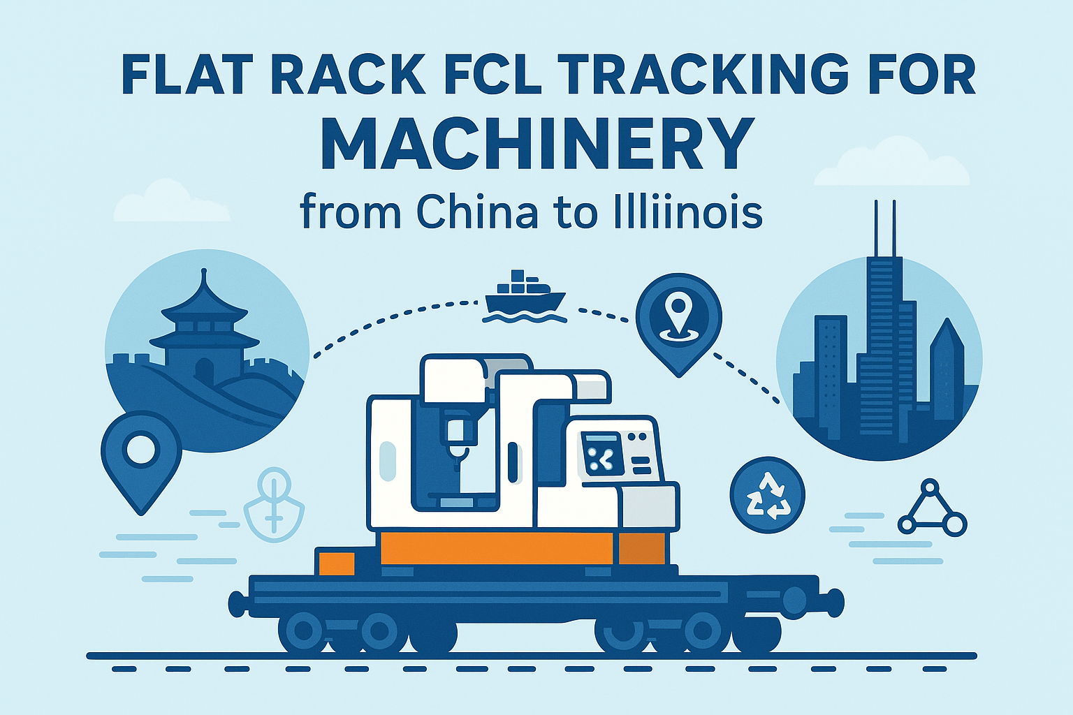 Flat Rack FCL tracking for machinery from China to Illinois