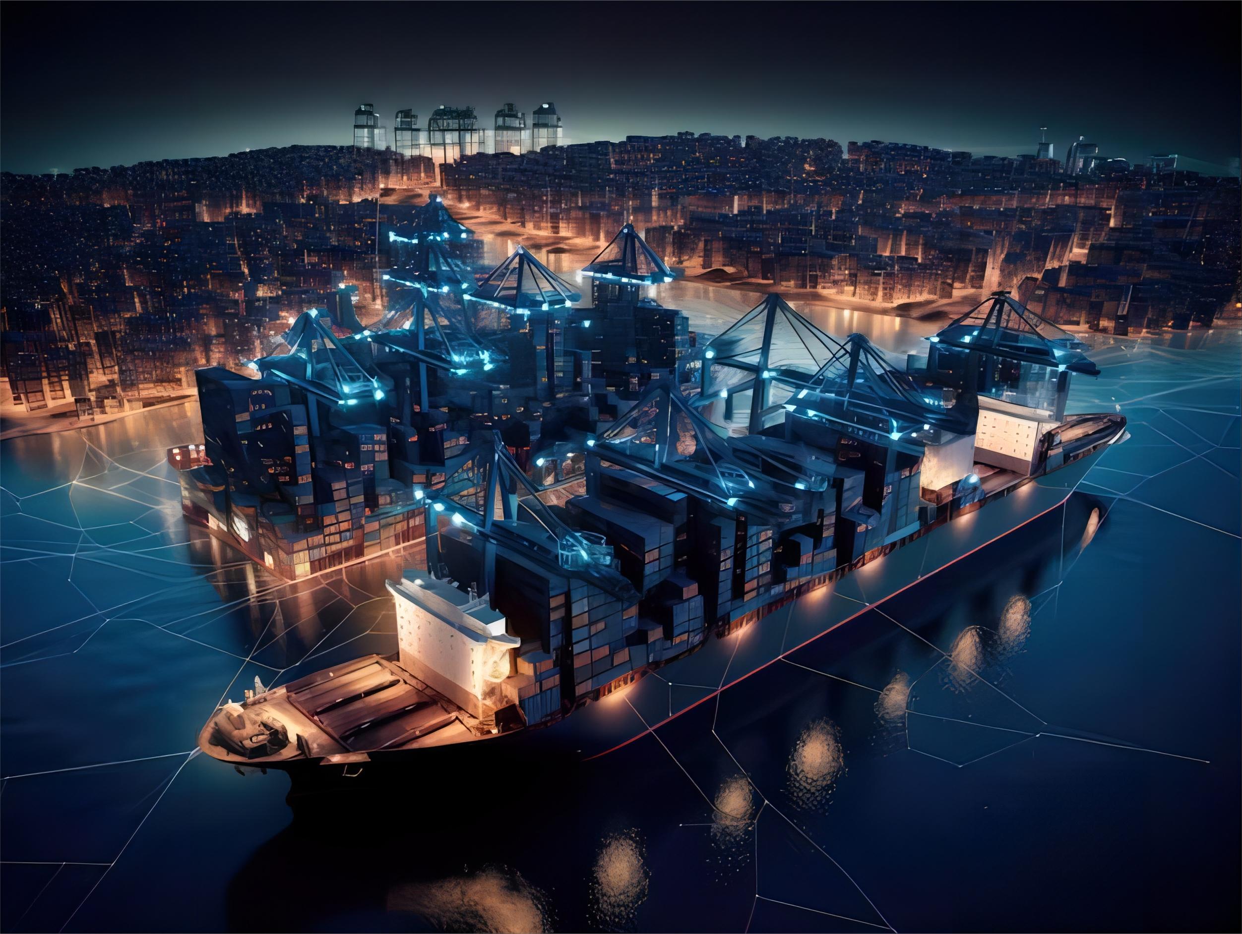 Large container ship carrying cargo across the ocean