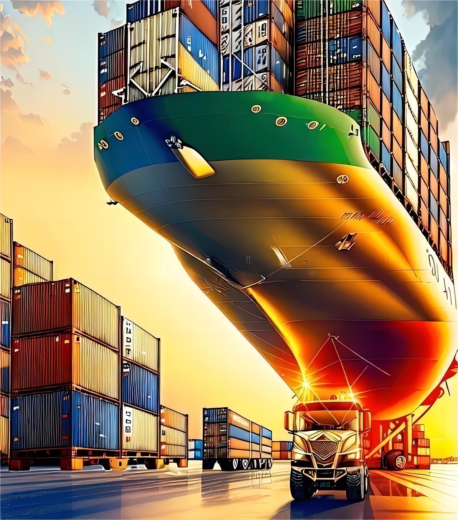 Container ship loaded with 40GP FCL containers departing a Chinese port