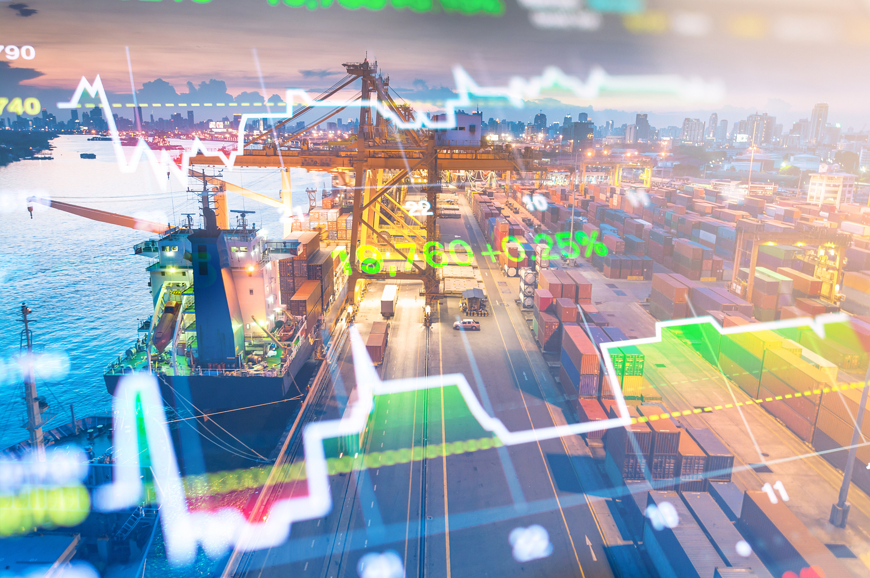 Oversized auto parts loaded onto a Flat Rack container at a port